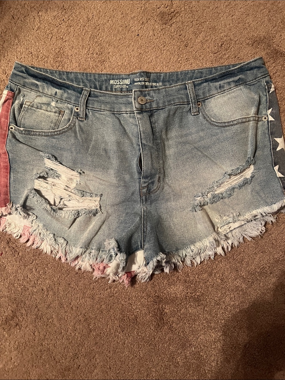 Mossimo Supply Co. Light Blue Distressed Denim Shorts with Flag Accent